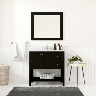 European Simple Black Bathroom Cabinet Single Sink Floor Type