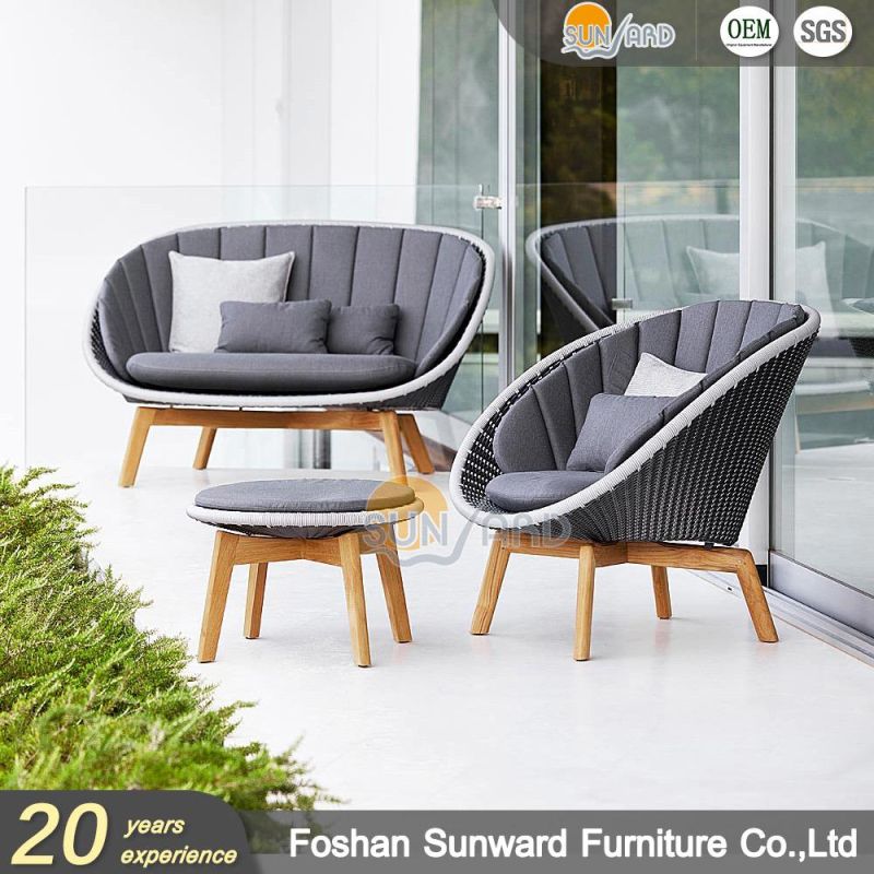 Newest Design Outdoor Chinese Aluminium UV Resistance Leisure Garden Hotel Resort Villa Home Patio Woven PE Wicker Rattan Modern Balcony Sofa Set