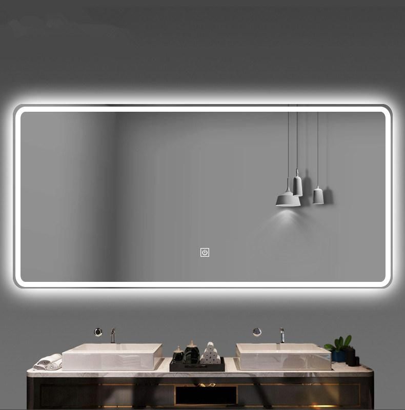 European Touch Control Hotel Vanity Frameless LED Smart Bathroom Mirror with Light Bathroom Mirror