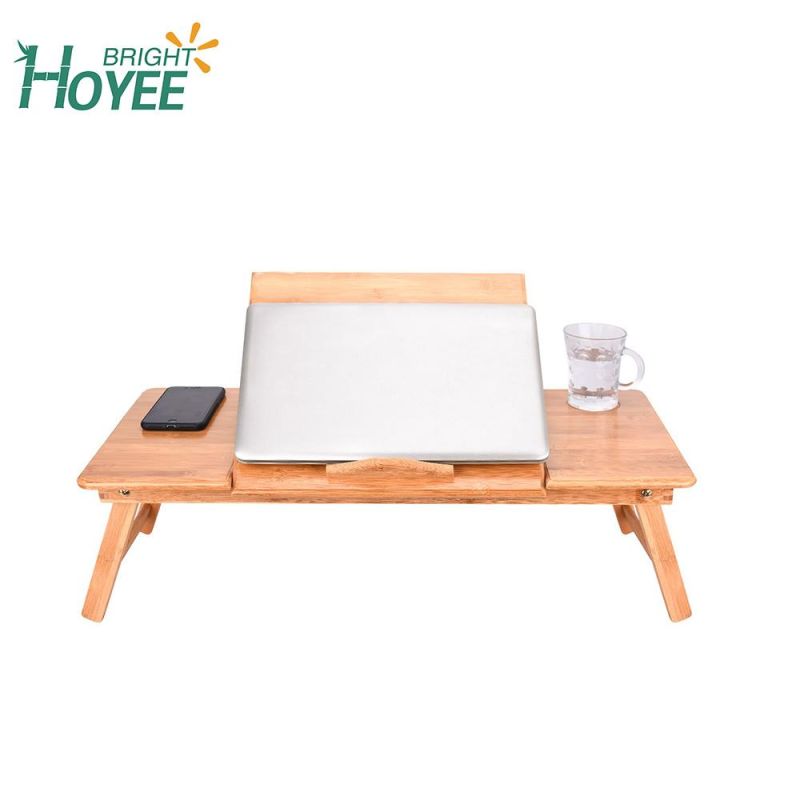 Adjustable Bamboo Laptop Desk with Drawer