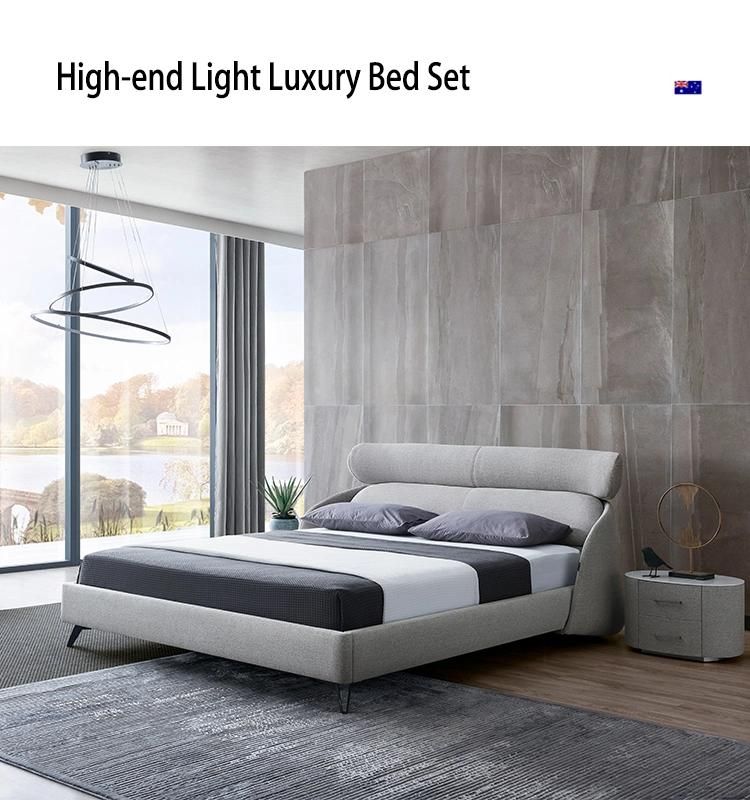 Modern Nordic European Style King Size Bed Fabric Bed Bedframe Home Bedroom Furniture