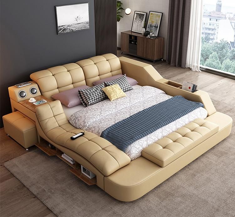 Modern Bedroom Furniture Set Leather Beds Tatami Bed with Speaker Smart Sofa Bed