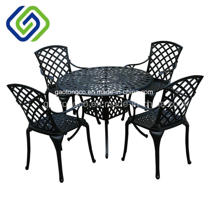 3 Piece Leaves Design Outdoor Aluminum Porch Balcony Garden Dining Chair and Table Set Furniture