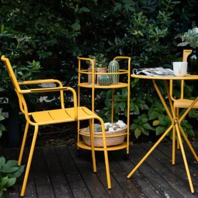 European Trendy Design Metal Pub Furniture Outdoor Stackable Bistro Chair with Armrest