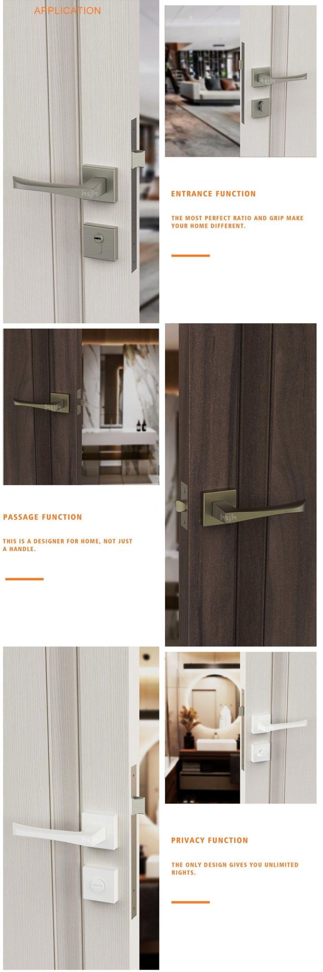 European Style Zinc Alloy Decorative Door Handle for Interior Doors with CE Certificate