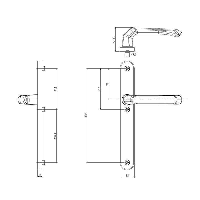 Casement Window Handles Square Shaft Lock Aluminium Door Handle