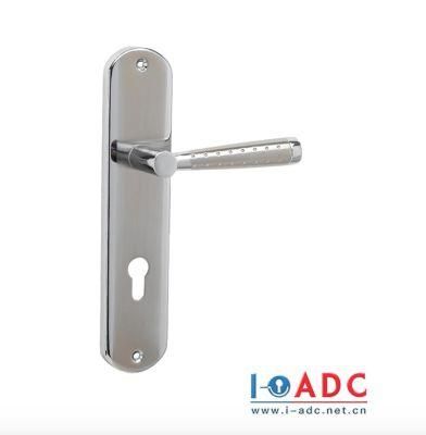 Brushed Nickel Internal Plate Door Handle Lock Zinc Alloy Lever Door Handle for Wood Door