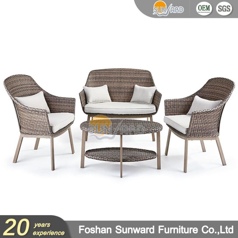 Outdoor Newest Design Chinese Aluminium UV Resistance Leisure Garden Hotel Resort Villa Home Patio Woven PE Wicker Rattan Modern Balcony Sofa