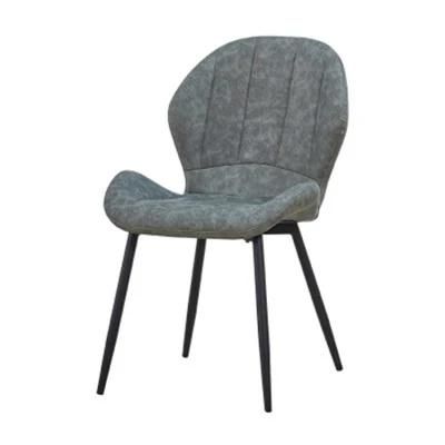 European Style Interior Furniture Metal Leg Velvet Leather Dining Chair
