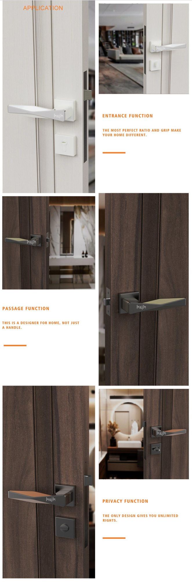 Good Hand Feeling European Style Door Handle Lock, Interior Zamak Door Handles Lock