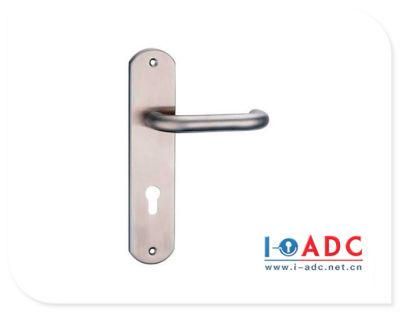 Stainless Steel Lever Tube Square Plate Handle with Lock for Wooden Door
