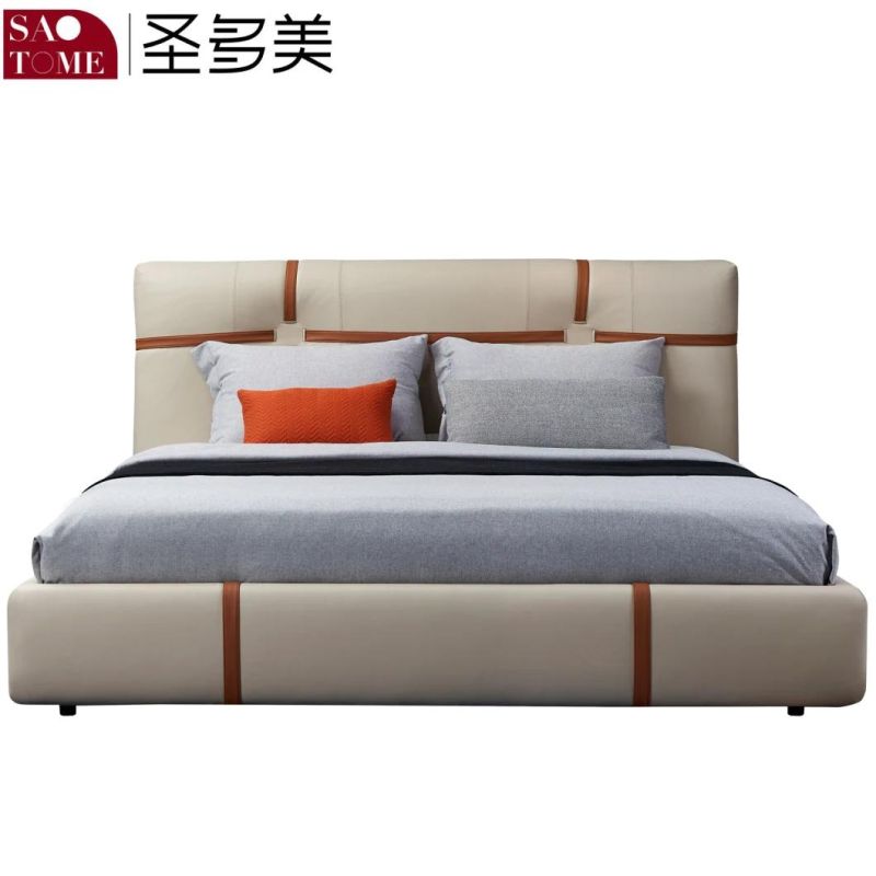 Modern European Furniture Wooden Leather 1.8m Double King Bed