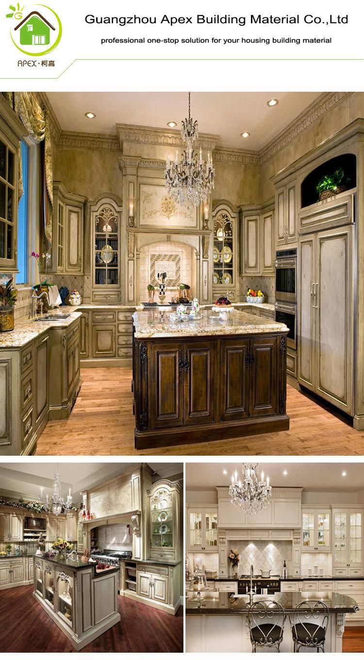 Luxury European Villa Style Solid Wood Kitchen Cabinet for Sale