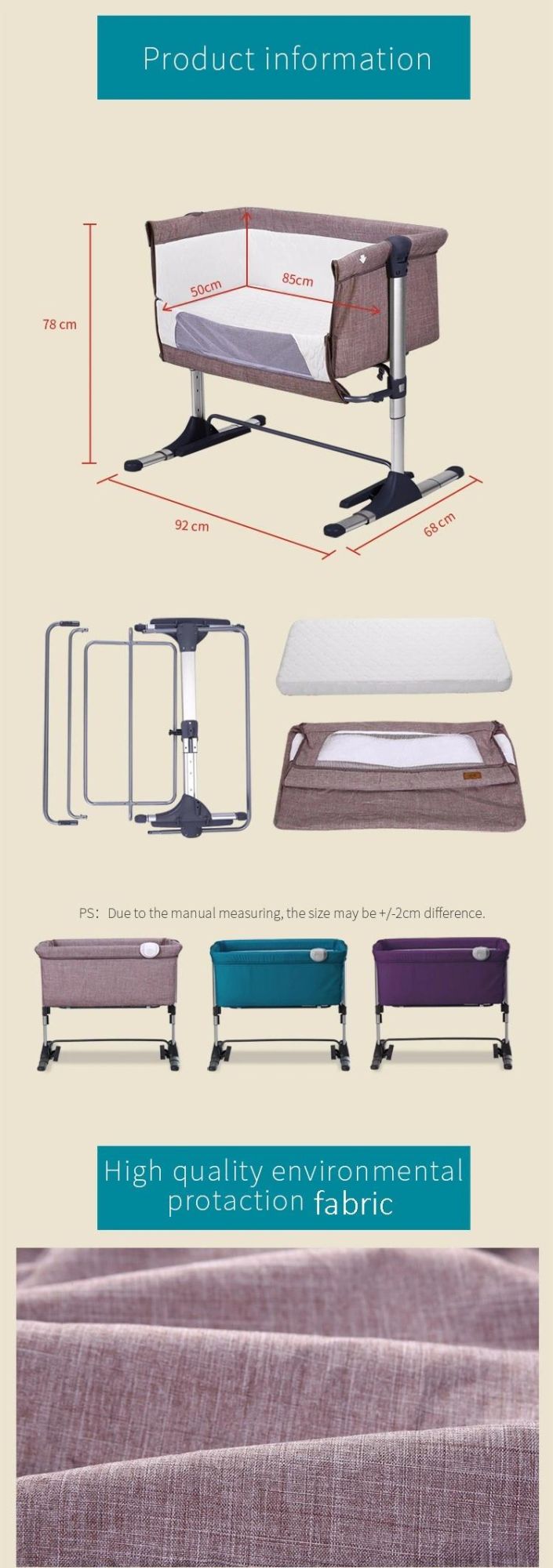 2022 OEM Newborn Adjustable Baby Cot Infant Cradle Cribs