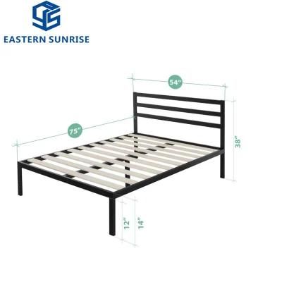Factory Wholesale European Style Wooden Slats Metal Single Double Queen King Bed