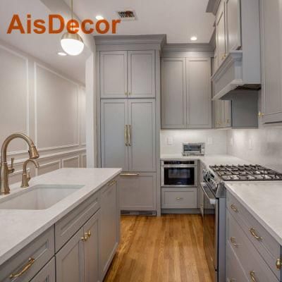 Modern Light Gray Lacquer Finish Kitchen Cabinet
