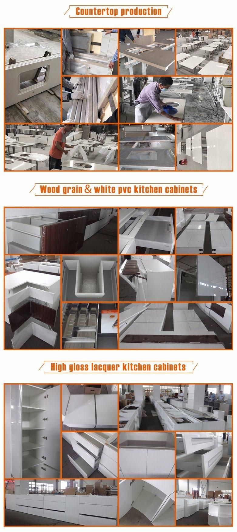 Wholesale Modern Stainproof High End Solid Flat Lacquer Kitchen Cabinet with Kitchen Island