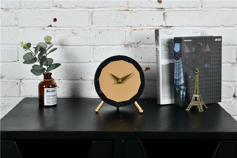 Cute Table Clock Round Metal Crafts Desk & Table Clocks Desktops Iron Table Clock
