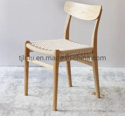 North European Style Hotel and Restaurant Patio Wicker Wood Dining Chair Paper Roper Cane Rattan Leisure Lazy Lounge Chair