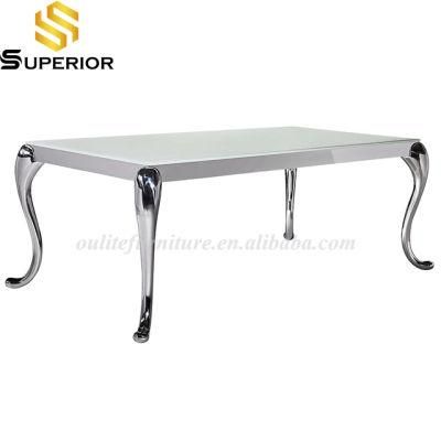 Silver Frame Glass Top Dining Table for Home Furniture