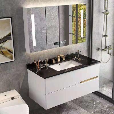 Modern European Style Home Bathroom Decor Furniture Cabinet with Smart LED Mirror, with Vanity Basin