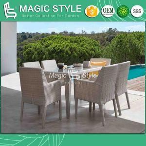 Outdoor Dining Set with Cushion Patio Dining Chair Rattan Wicker Chair Garden Rattan Dining Table (Nadia dining set) Furniture