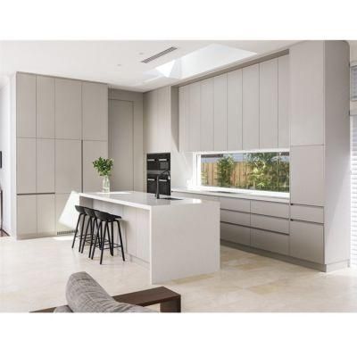 White Lacquer and Grey Melamine Surface MDF Kitchen Cupborads