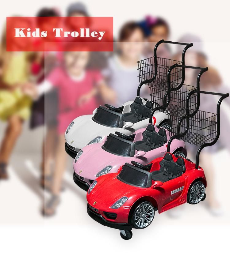 New Style Luxury European Plastic Supermarket Kids Shopping Trolley with Toy Car Shopping Cart for Sale