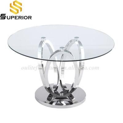 Round Glass Top Dining Table with Chrome Legs for Dining