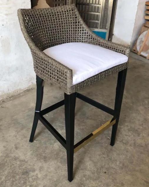 Aluminum Legs PE Rattan Dining Chairs for Outdoor Garden Use