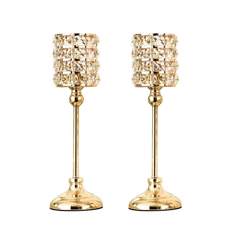 European Wedding Candlestick Ornaments Modern Dining Table Decoration Gold Crystal Candlestick Decoration