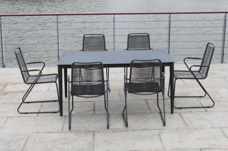 Metal European OEM Outside Dining Set 8 Person Patio Table