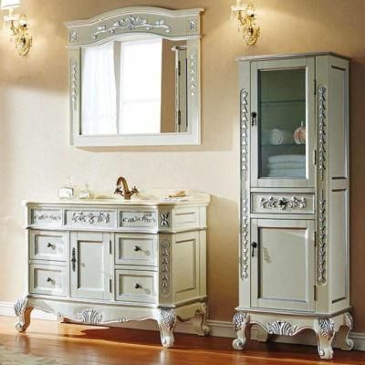 Modern Style Palace Design European Standard Relief Furniture Solid Wood Bathroom Cabinet