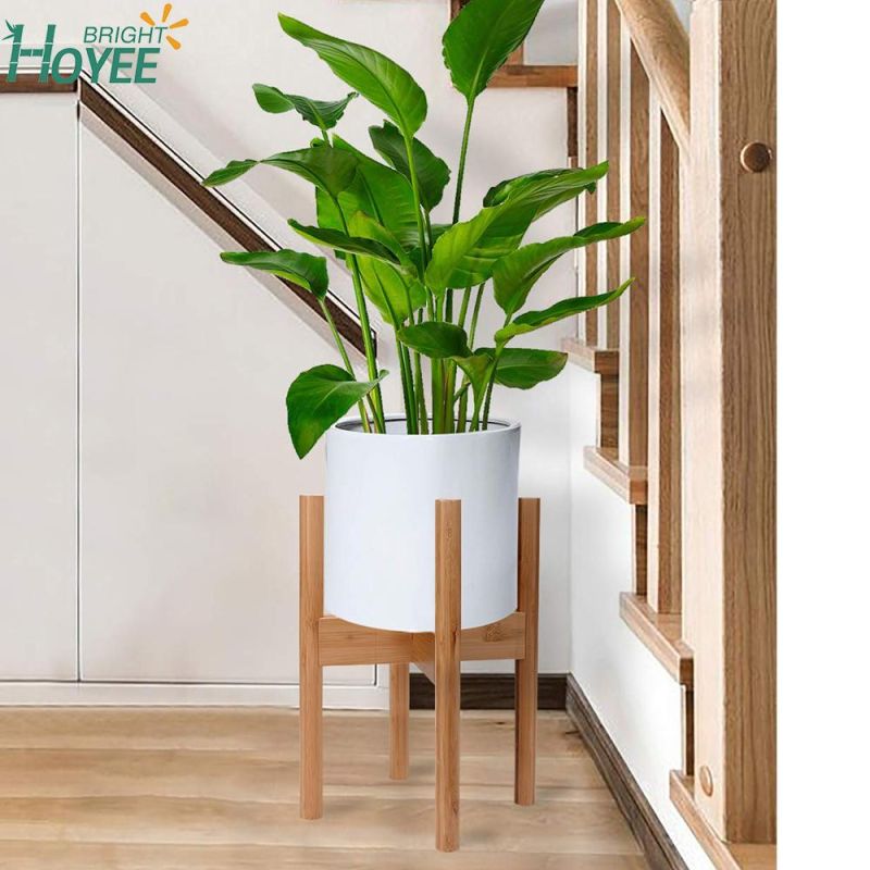 Adjustable Plant Stand Bamboo Flower Potted Holder Rack for Indoor Outdoor