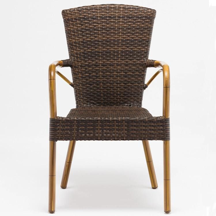 Bamboo Aluminum PE Rattan Stacking Dining French Bistro Chair