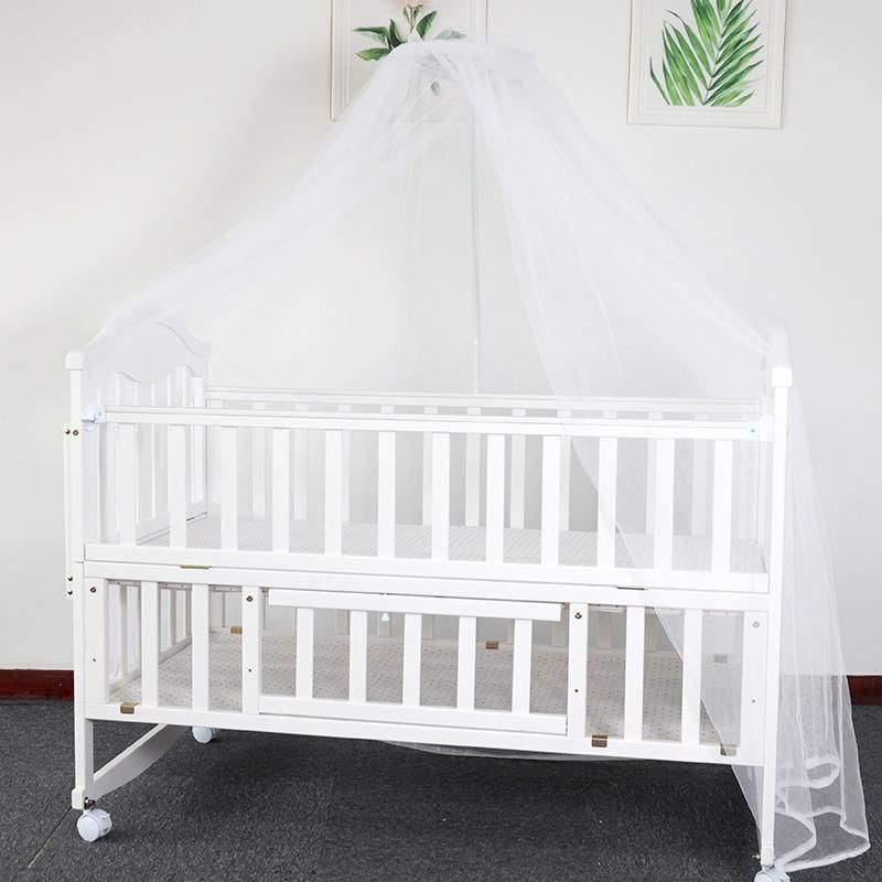 European Quality Portable Fashion Wooden Baby Crib Baby Bed Bedside Crib with Mosquito Net