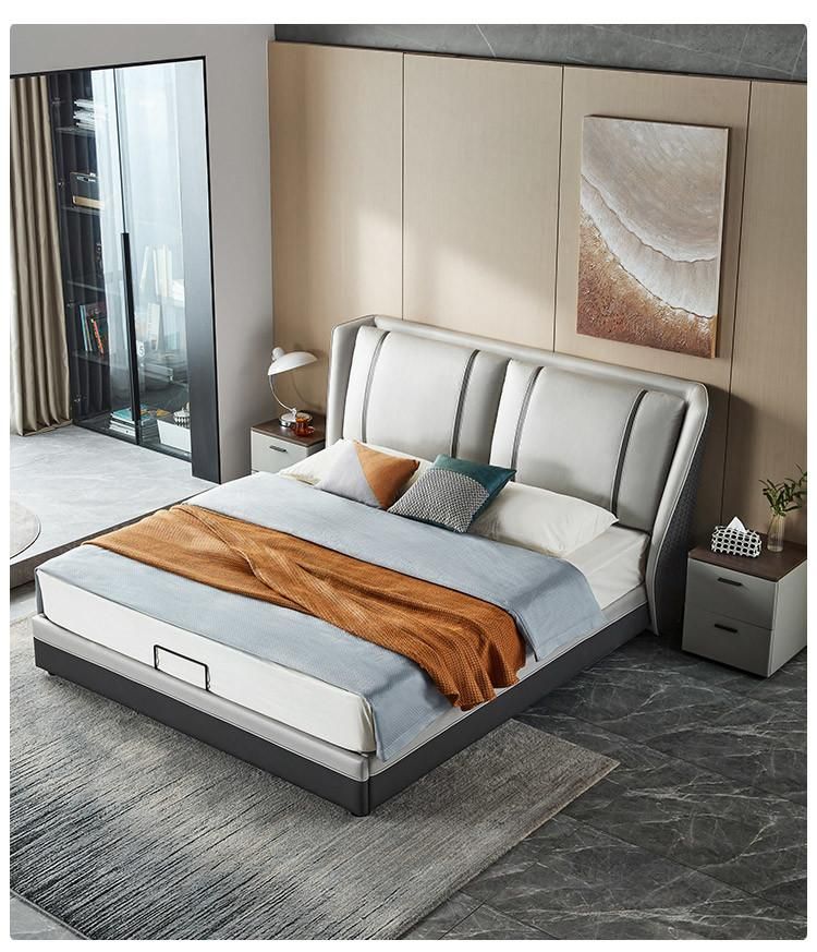 Linsy European Bedroom Furnitures Luxury Modern Leather King Size Soft Bed R682