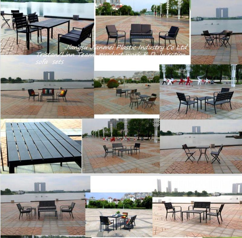 Hot Sale Modern Garden Garden Set Patio Chair Wood Grain Anthracite Patio Sofa Hotel Outdoor Furniture Sun Room Garden Terrace Furniture