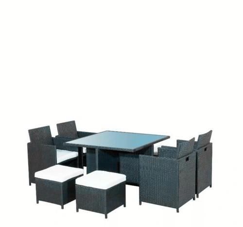 Black Outdoor Patio Rattan Furniture with 8 Seater