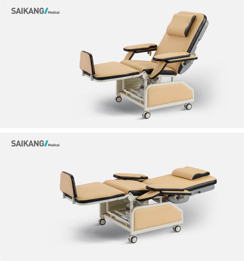 Ske-120b Saikang Factory 2 Function Foldable Medical Electric Reclining Dialysis Chair with Wheels