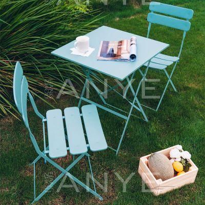 Metal Outdoor Furniture Portable Folding Tea Table and Chair for Villa Resort Casual Furniture