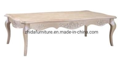 High Quality Beige Color Wooden European Style Home Furniture Living Room Handmade Carving Center Coffee Table
