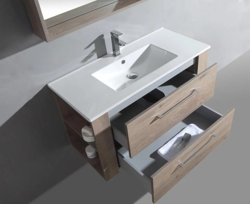 Hot Selling Modern Wall Mount Storage Melamine Bathroom Vanity and Sink Cabinet with Mirror