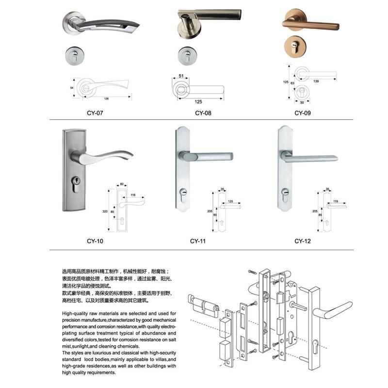 China Supplier Zinc Alloy Chrome Aluminum Door Handle Lever Lock