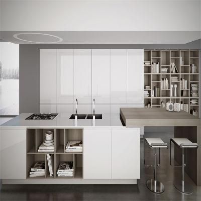 Modern European Style White Lacquer Matt Kitchen Furniture MDF Chipboard Modular Kitchen Cabinet with Island