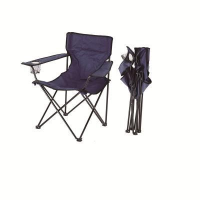 Portable Foldable Steel Armrest Camping Chair with Cup Holder