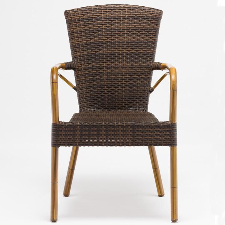 Aluminum Bamboo Garden Rattan Chair, French Metal Cafe Chair