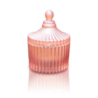 Fashion Spray Technology Outside Glass Candle Holder Electroplating with Machine Carved Glass Candle Jar
