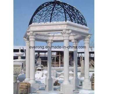 Large Size Natural Stone White /Yellow Marble Pavilion Garden Gazebo for Park Restaurant Ornament