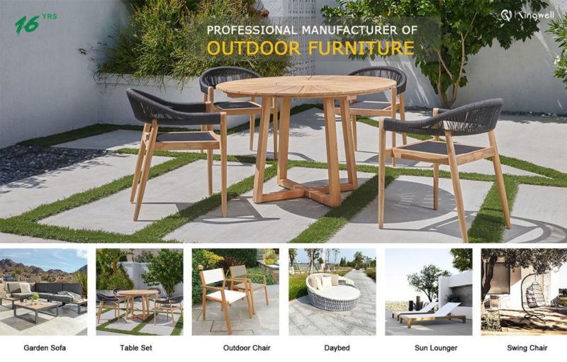 Outdoor Poly Wooden Aluminum Dining Table and Rope Chairs Polywood Furniture for Hotel Restaurant